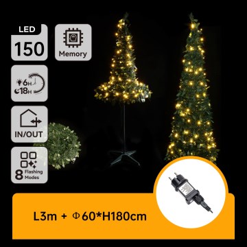 Aigostar - LED buiten kerstboom 150xLED 1,8m IP44 groen warm wit