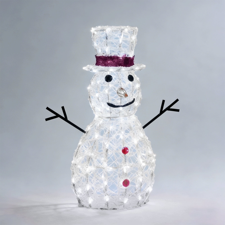 Aigostar - LED Buiten kerstdecoratie 160xLED/8 functies 0,7m IP44 koud wit sneeuwpop