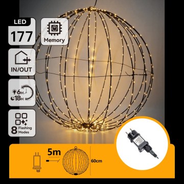 Aigostar - LED buiten kerstdecoratie 177xLED/3,6W/230V 60 cm IP44 bol warm wit