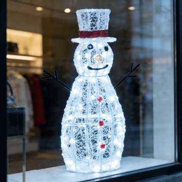 Aigostar - LED Buiten kerstdecoratie 180xLED/8 functies 0,9m IP44 koud wit sneeuwman