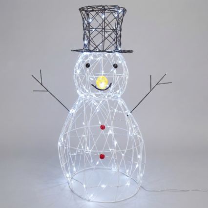 Aigostar - LED buiten kerstdecoratie 200xLED/8 functies 0,9m IP44 koel wit sneeuwman