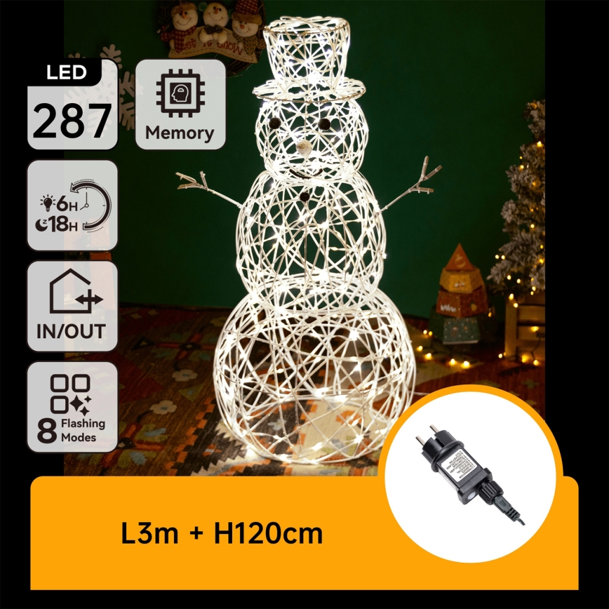 Aigostar - LED buiten kerstdecoratie 3,6W/31/230V 2700K 120 cm IP44 sneeuwpop