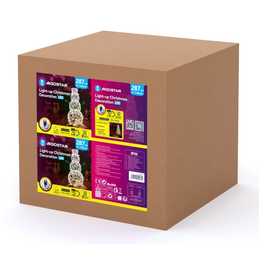 Aigostar - LED Buitenkerstdecoratie 3,6W/31/230V 2700K 120 cm IP44 sneeuwpop