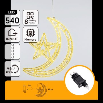 Aigostar - LED buiten kerstdecoratie 540xLED/6W/230V 43 cm IP44 warm wit maantje
