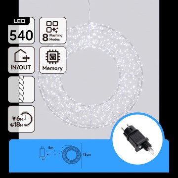 Aigostar - LED buiten kerstdecoratie 540xLED/6W/230V IP44 koel wit 45cm cirkel