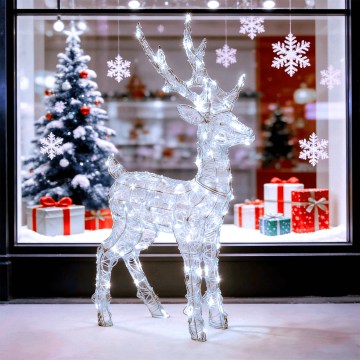 Aigostar - LED buiten kerstdecoratie 80xLED/8 functies 0,65m IP44 koel wit rendier