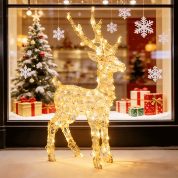 Aigostar - LED Buiten kerstdecoratie 80xLED/8 functies 0,65m IP44 warm wit hert