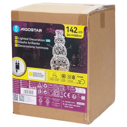 Aigostar - LED buitenkerstdecoratie LED/3,6W/31/230V 2700K 60 cm IP44 sneeuwman