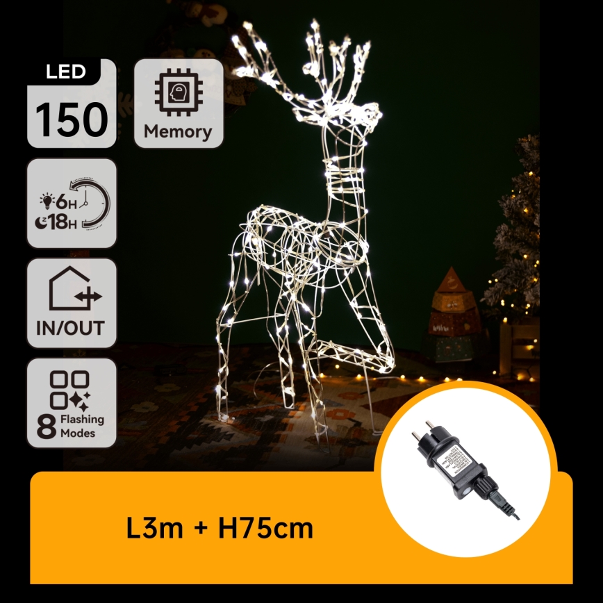 Aigostar - LED buiten kerstdecoratie LED/3,6W/31/230V 2700K 75 cm IP44 rendier