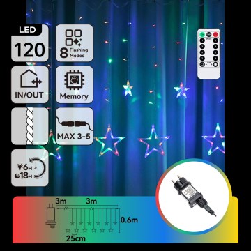 Aigostar - LED buiten kerstketting 120xLED/8 functies 6x0,6m IP44 multicolor + afstandsbediening