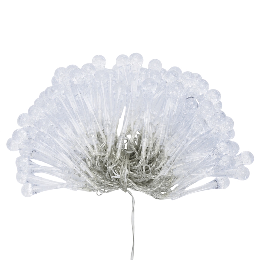 Aigostar - LED Buiten kerstlichtsnoer 100xLED/8 functies 3xAA 10m IP44 koud wit druppelvormig