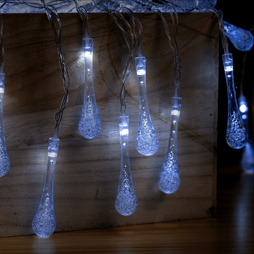 Aigostar - LED buiten kerstverlichting 100xLED/8 functies 3xAA 10m IP44 koud wit druppels