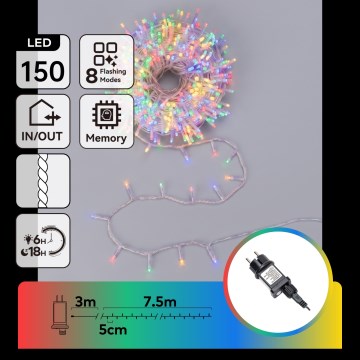 Aigostar - LED buiten kerstlichtsnoer 150xLED/8 functies 10,3m IP44 meerkleurig