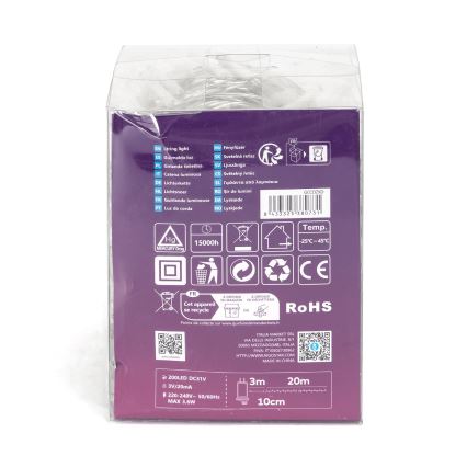 Aigostar - LED buiten kerstlichtsnoer 200xLED/8 functies 23m IP44 warm wit