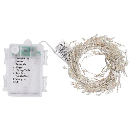 Aigostar - LED buiten kerstlichtsnoer 200xLED/8 functies 3xAA 6,3m IP44 multicolor