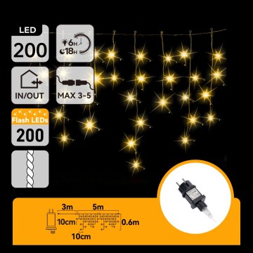 Aigostar - LED buiten kerstlichtsnoer 200xLED 8x0,6m IP44 warmwit