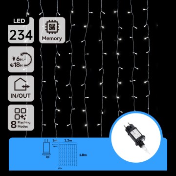 Aigostar - LED buiten kerstlichtsnoer 234xLED/8 functies 1,2x1,8 m IP44 koud wit