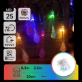 Aigostar - LED buiten kerstlichtsnoer 25xLED/8 functies 3xAA 2,5m IP44 meerkleurige druppels