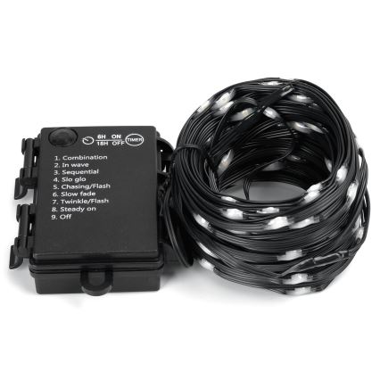 Aigostar -LED Buiten kerstlichtsnoer 50xLED/8 functies 3xAA 5,3m IP44 koud wit