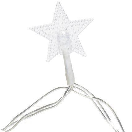 Aigostar - LED buiten kerstverlichting 50x LED / 8 functies 3x AA 5 m IP44 koud wit sterren