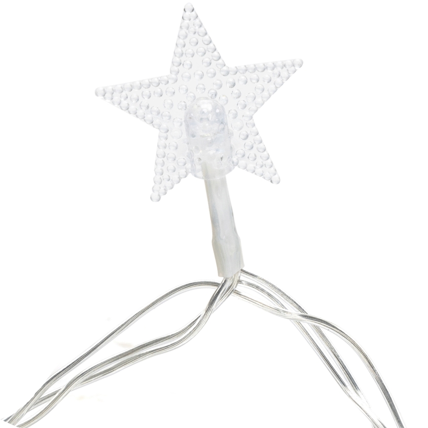 Aigostar - LED buiten kerstverlichting 50x LED / 8 functies 3x AA 5 m IP44 koud wit sterren