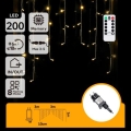 Aigostar - LED Buiten Kerstmis String Lights 200 LEDs/6W/230V/8 Functies 3x1m IP44 warm wit + afstandsbediening