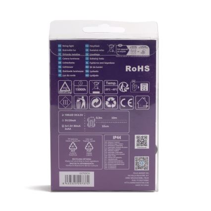 Aigostar - LED buiten kerstverlichting 100xLED/8 functies 3xAA 10,3m IP44 meerkleurig