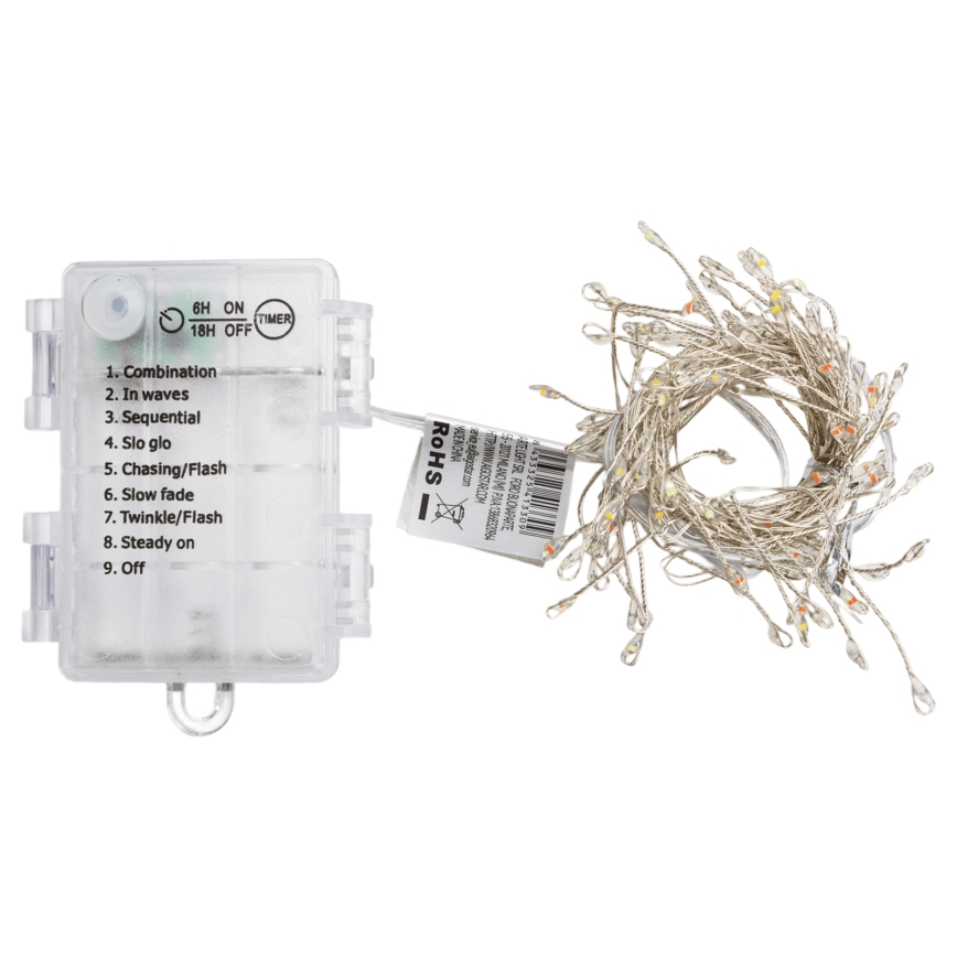 Aigostar - LED buiten kerstsnoer 100xLED/8 functies 3xAA 3,3m IP44 meerkleurig