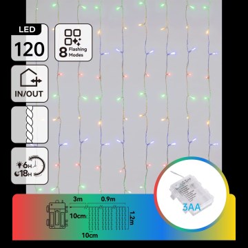 Aigostar - LED buiten kerstsnoer 120xLED/8 functies 3xAA 3,9x1,2m IP44 meerkleurig