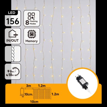 Aigostar - LED buiten kerstsnoer 156xLED/8 functies 4,2x1,2m IP44 warm wit