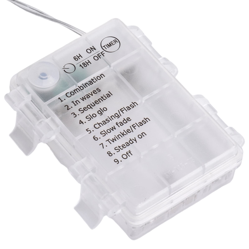 Aigostar - LED buiten kerstverlichting 192xLED/8 functies 3xAA 4,5x1,2m IP44 koud wit