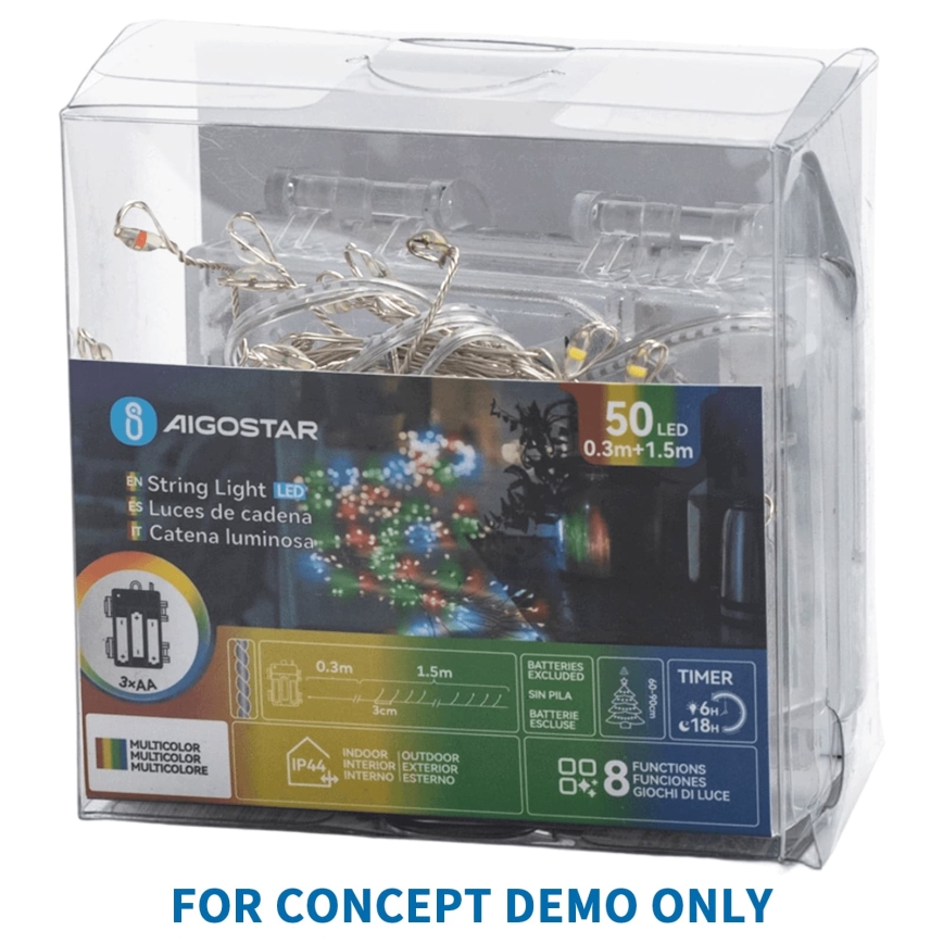 Aigostar - LED buiten kerstsnoer 2000xLED/8 functies 53m IP44 warm wit