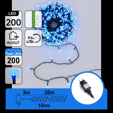 Aigostar - LED buiten kerstsnoer 200xLED 23m IP44 blauw