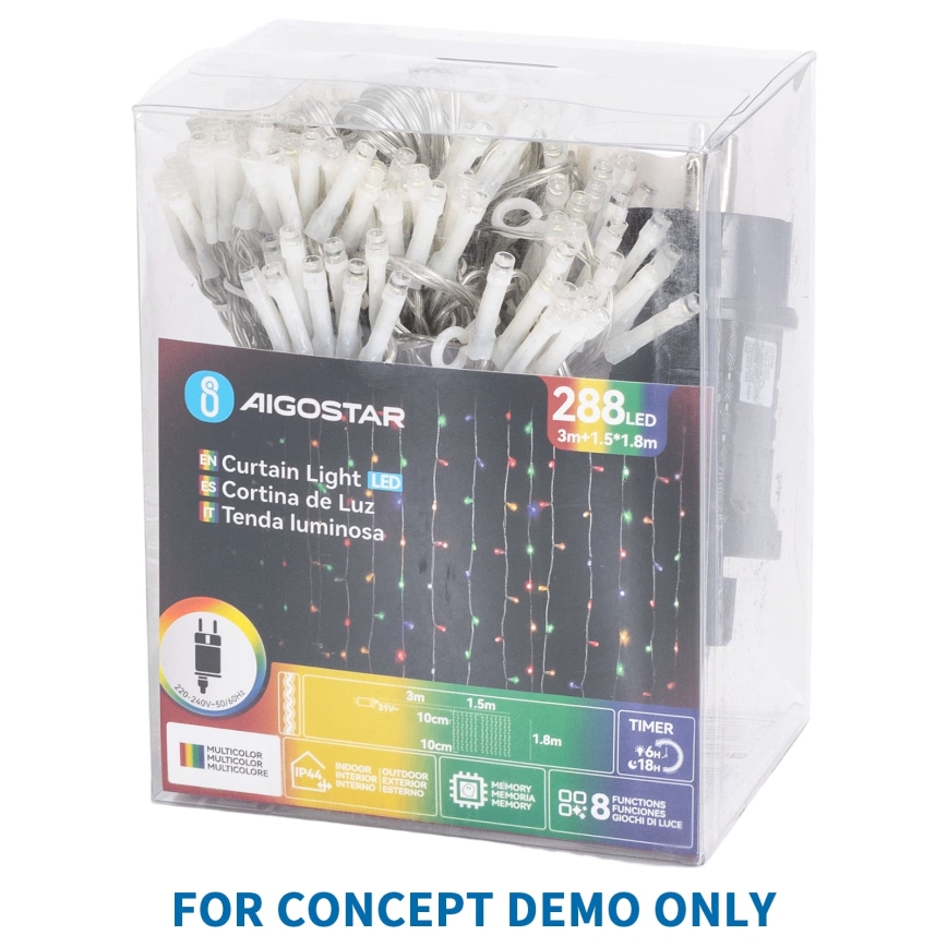 Aigostar - LED buiten kerstsnoer 200xLED/8 functies 13m IP44 koel wit