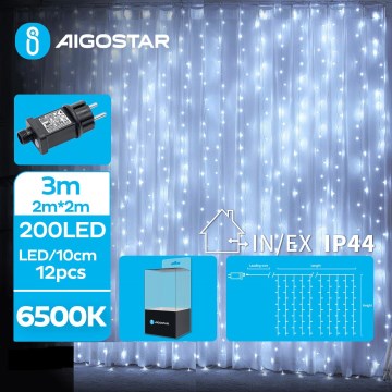 Aigostar - LED buiten kerstsnoer 200xLED/8 functies 5x2m IP44 koel wit