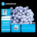 Aigostar - LED buiten kerstsnoer 25xLED/3xAA/8 functies 2,8 m IP44 koud wit