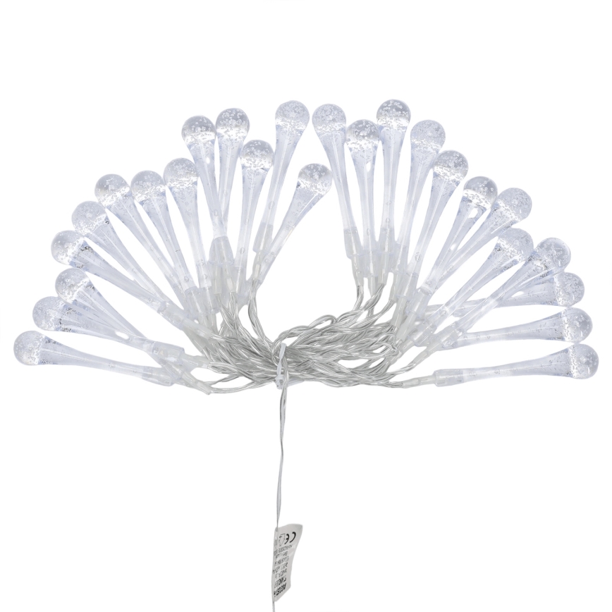 Aigostar - LED-lichtsnoer voor buiten 25xLED/8 functies 3xAA 2,5 m IP44 warm wit druppels