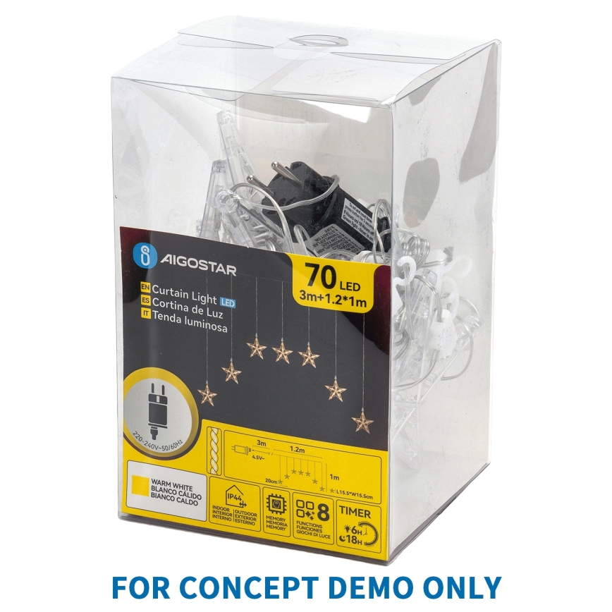 Aigostar - LED buiten kerstlichtsnoer 25xLED/8 functies 3xAA 2,8m IP44 koud wit