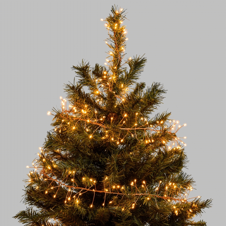 Aigostar - LED buiten kerstsnoer 300xLED/8 functies 3xAA 9,3m IP44 warm wit