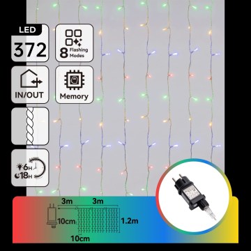 Aigostar - LED Buiten kerstsnoer 372xLED/8 functies 6x1,2m IP44 multikleurig