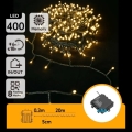 Aigostar - LED buiten kerstsnoer 400xLED/8 functies 4xAA 20,3 m IP44 warm wit
