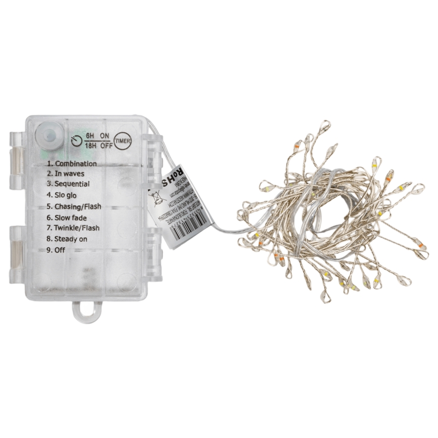 Aigostar - LED buiten kerstsnoer 50xLED/8 functies 3xAA 1,8m IP44 meerkleurig