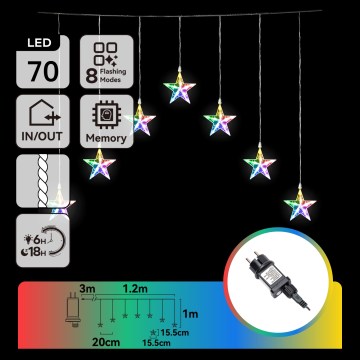 Aigostar - LED buiten-kerstsnoer 70xLED/8 functies 4,2x1m IP44 meerkleurig