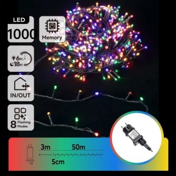 Aigostar - LED buiten kerstverlichting 1000xLED/8 functies 53m IP44 meerkleurig