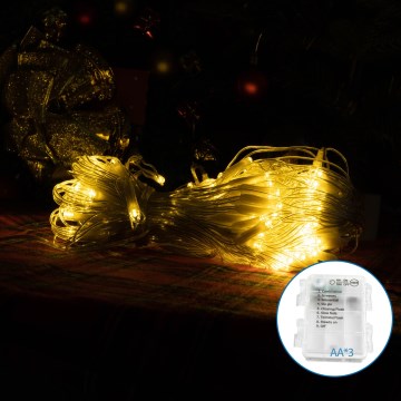 Aigostar - LED buiten kerstverlichting 100xLED/8 functies 3xAA 8x0,6m IP44 warm wit