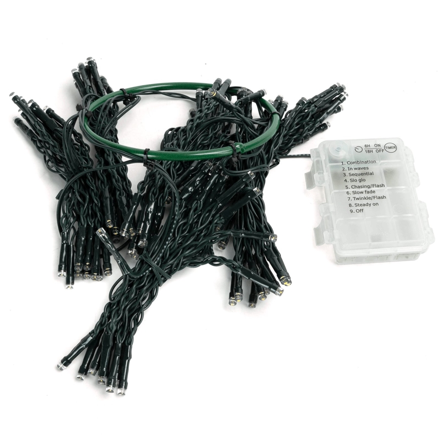 Aigostar - LED buiten kerstverlichting 108xLED/8 functies 3xAA 1,8m IP44 warm wit