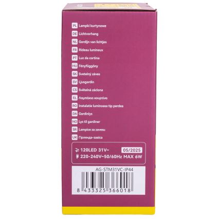 Aigostar - LED buiten kerstverlichting 120xLED/6W/230V/8 functies 3x0,6m IP44 warm wit + afstandsbediening