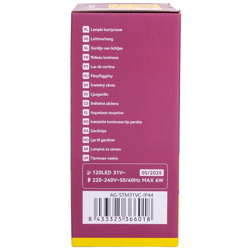 Aigostar - LED buiten kerstverlichting 120xLED/6W/230V/8 functies 3x0,6m IP44 warm wit + afstandsbediening