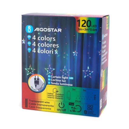 Aigostar - LED buiten kerstketting 120xLED/8 functies 6x0,6m IP44 multicolor + afstandsbediening