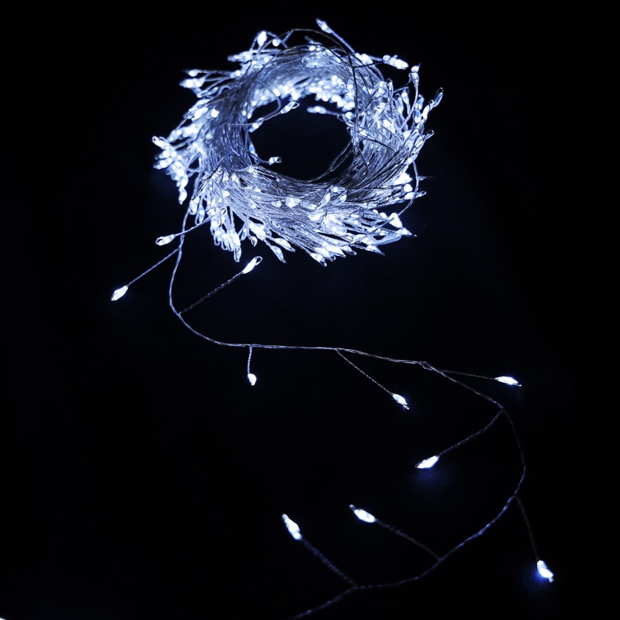 Aigostar - LED buiten kerstlichtsnoer 200xLED/8 functies 3xAA 6,3m IP44 koud wit